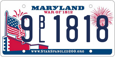 MD license plate 9BL1818
