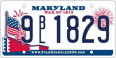 MD license plate 9BL1829