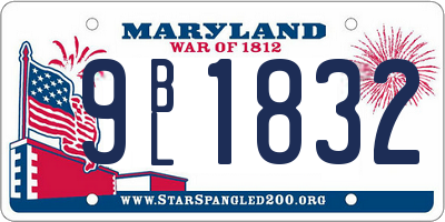 MD license plate 9BL1832