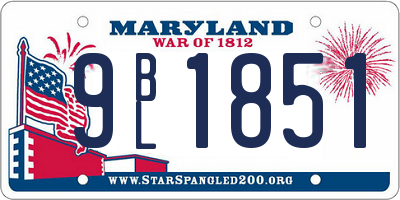 MD license plate 9BL1851