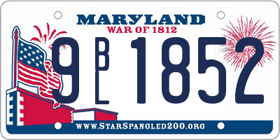 MD license plate 9BL1852