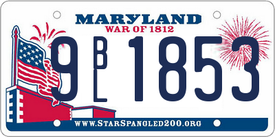 MD license plate 9BL1853