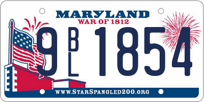 MD license plate 9BL1854