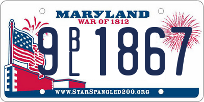 MD license plate 9BL1867