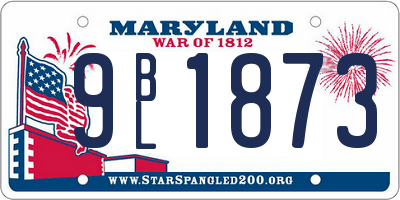 MD license plate 9BL1873
