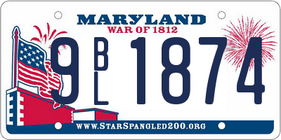 MD license plate 9BL1874