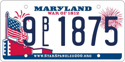 MD license plate 9BL1875
