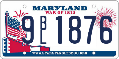 MD license plate 9BL1876