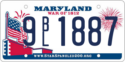 MD license plate 9BL1887