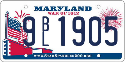 MD license plate 9BL1905