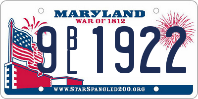 MD license plate 9BL1922