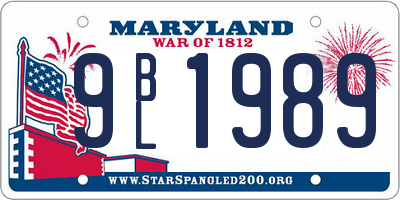 MD license plate 9BL1989