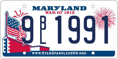 MD license plate 9BL1991