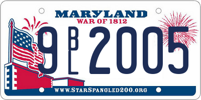 MD license plate 9BL2005