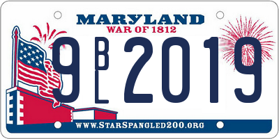 MD license plate 9BL2019