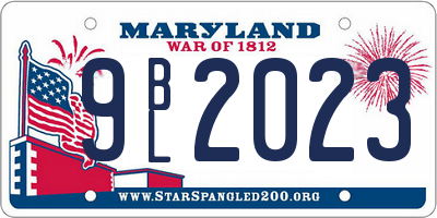 MD license plate 9BL2023