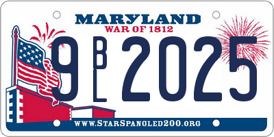MD license plate 9BL2025