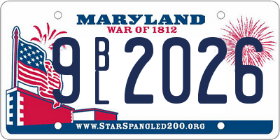 MD license plate 9BL2026