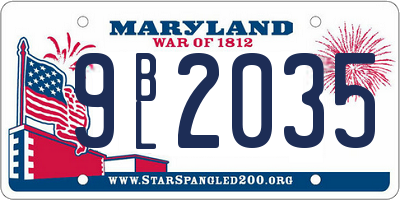 MD license plate 9BL2035