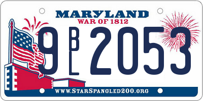 MD license plate 9BL2053