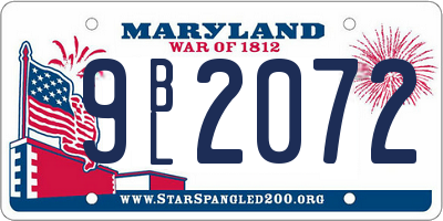 MD license plate 9BL2072