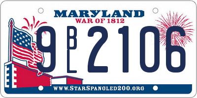 MD license plate 9BL2106