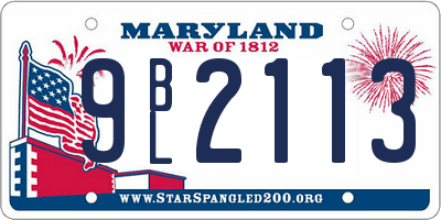 MD license plate 9BL2113