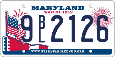 MD license plate 9BL2126