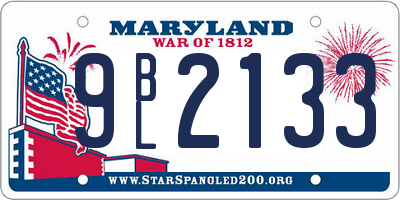 MD license plate 9BL2133