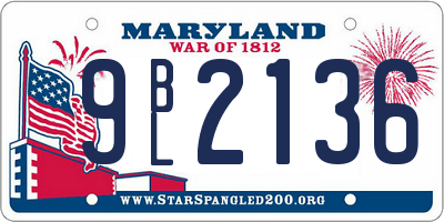 MD license plate 9BL2136
