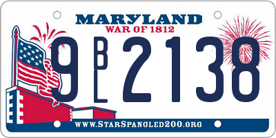 MD license plate 9BL2138