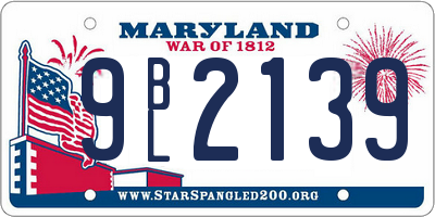 MD license plate 9BL2139