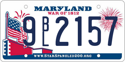 MD license plate 9BL2157