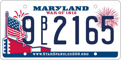 MD license plate 9BL2165