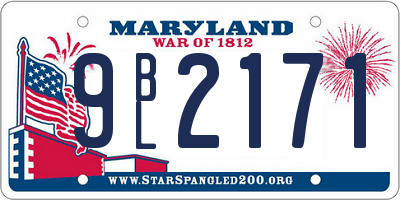MD license plate 9BL2171