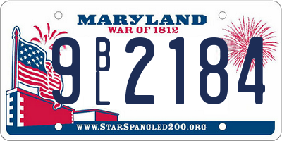 MD license plate 9BL2184
