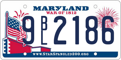 MD license plate 9BL2186
