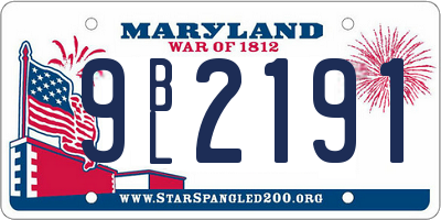 MD license plate 9BL2191