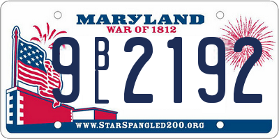 MD license plate 9BL2192