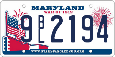 MD license plate 9BL2194