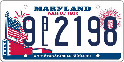 MD license plate 9BL2198