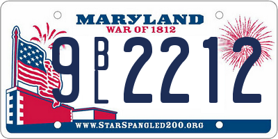 MD license plate 9BL2212