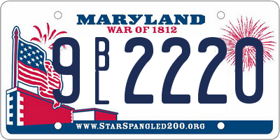 MD license plate 9BL2220