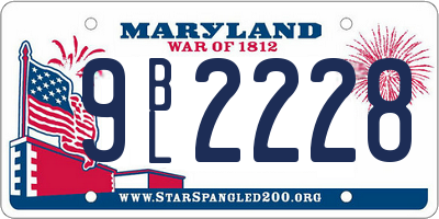 MD license plate 9BL2228