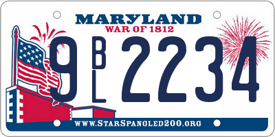 MD license plate 9BL2234