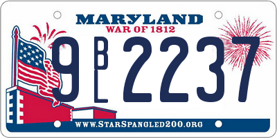 MD license plate 9BL2237