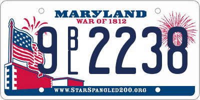 MD license plate 9BL2238