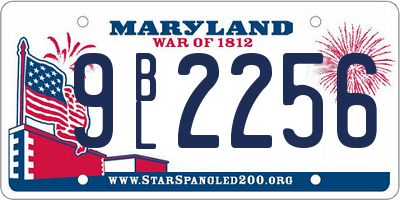MD license plate 9BL2256