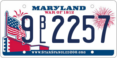 MD license plate 9BL2257