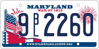 MD license plate 9BL2260